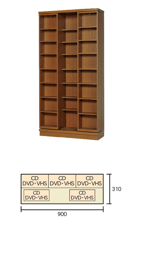 2重スライド書棚・オープン・高さ181cm・幅90cm