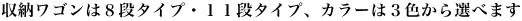 ���[���S���͂W�i�^�C�v�E�P�P�i�^�C�v�A�J���[�͂R�F����I�ׂ܂�