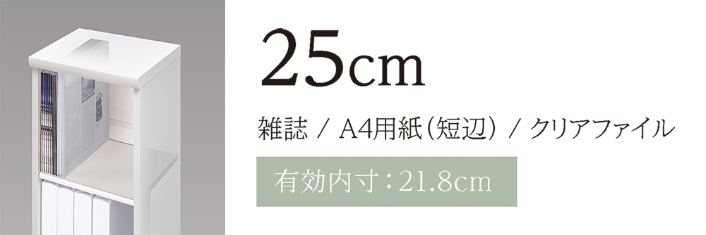 奥行き25cm(雑誌/A4用紙縦置き/クリアファイル)