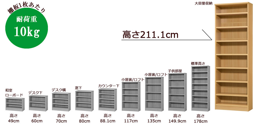 オーダーメイド本棚__高さ211.1cm/標準タイプ