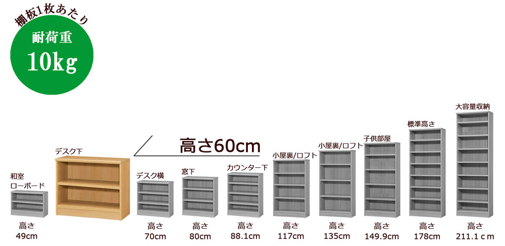 オーダーメイド本棚_高さ60cm/標準タイプ