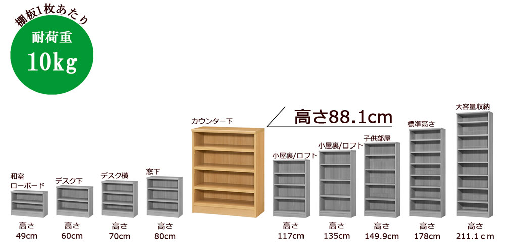 オーダーメイド本棚_高さ88.1cm/標準タイプ