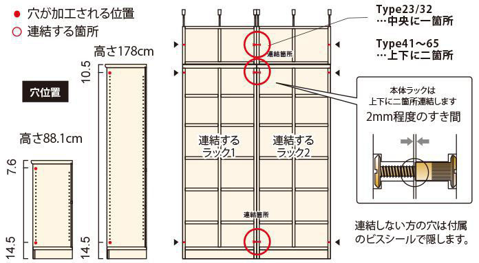 オーダーメイド本棚_タフ棚板穴加工