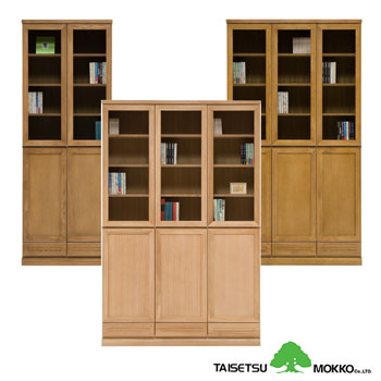 ナラ材・天然木材使用の上質な書斎収納棚